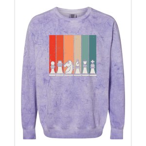 Retro Chess Pieces Colorblast Crewneck Sweatshirt