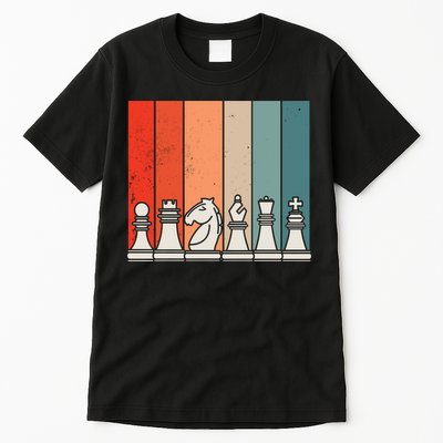 Retro Chess Pieces Tall T-Shirt