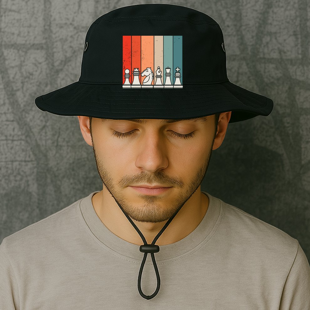 Retro Chess Pieces Bucket Hat