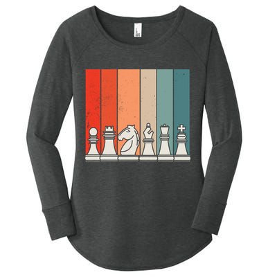 Retro Chess Pieces Women's Perfect Tri Tunic Long Sleeve Shirt