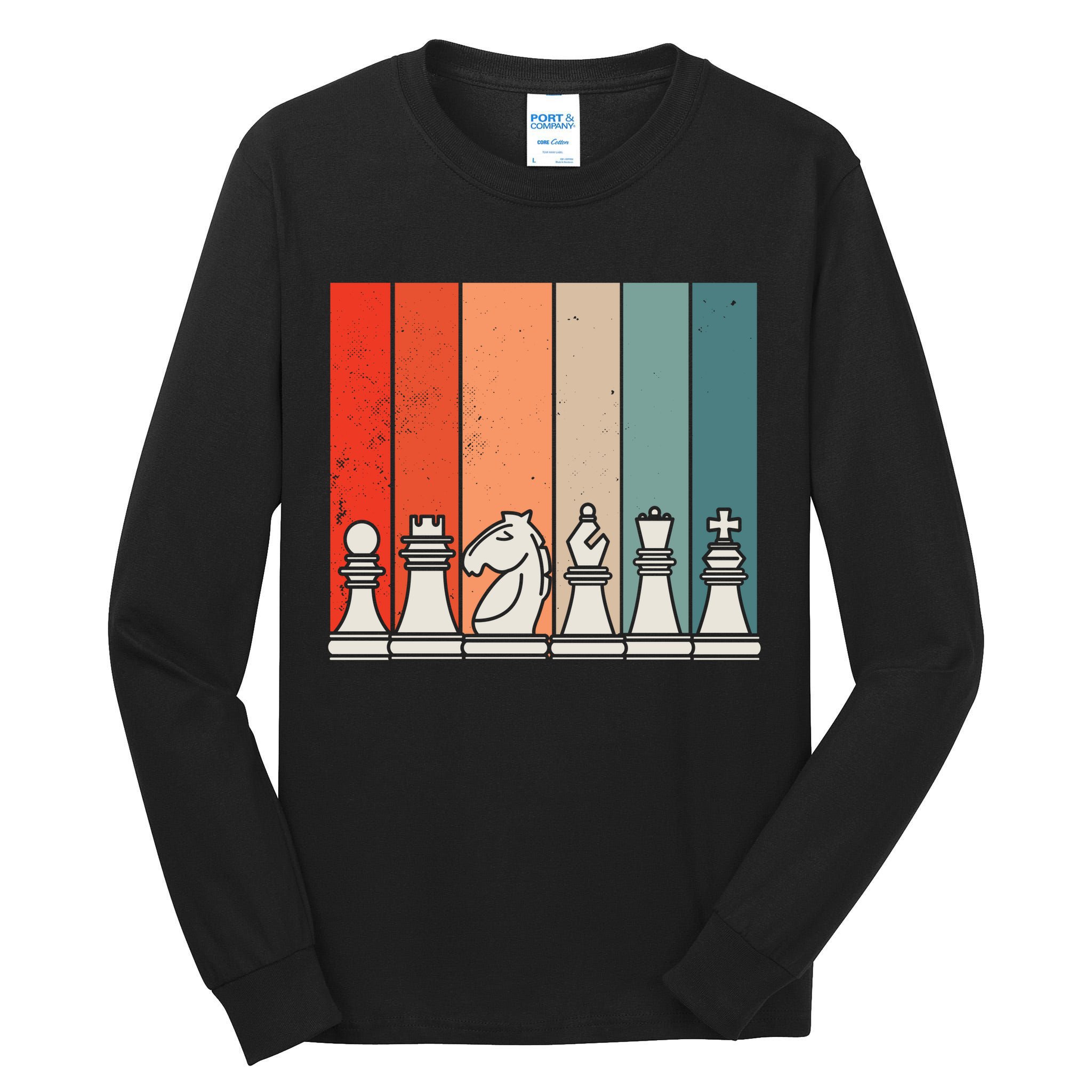 Retro Chess Pieces Tall Long Sleeve T-Shirt