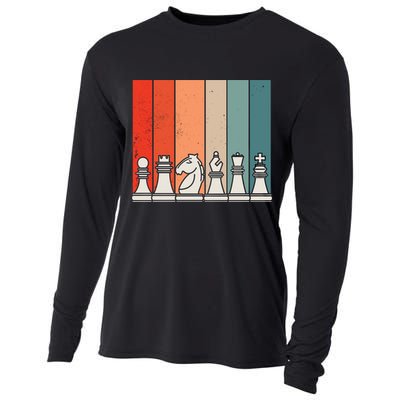 Retro Chess Pieces Cooling Performance Long Sleeve Crew