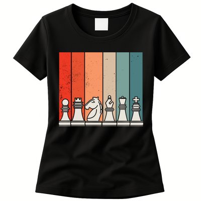 Retro Chess Pieces Womens T-Shirt