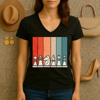 Retro Chess Pieces Women's V-Neck T-Shirt