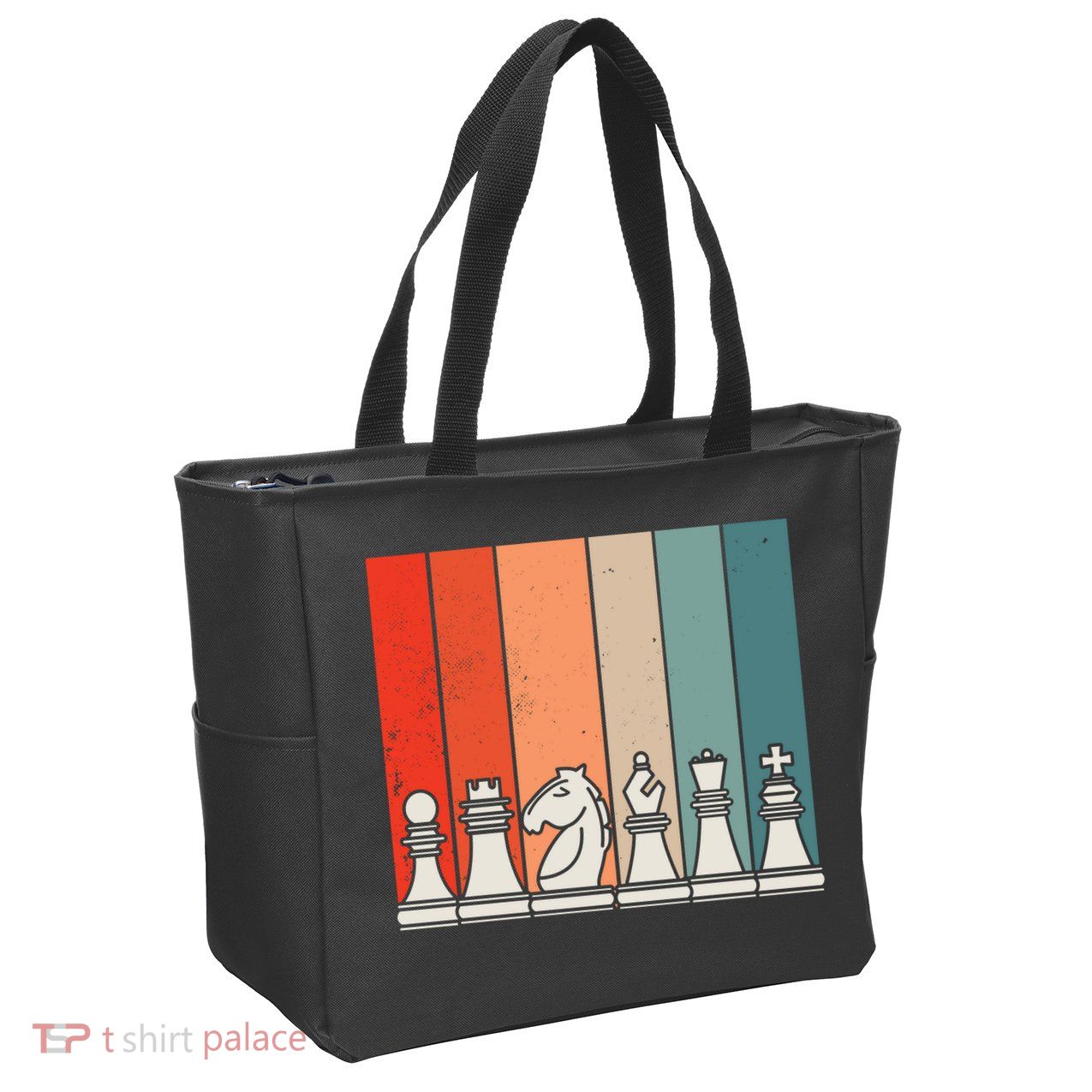 Retro Chess Pieces Zip Tote Bag