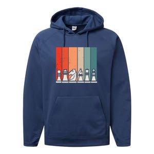 Retro Chess Pieces Performance Fleece Hoodie