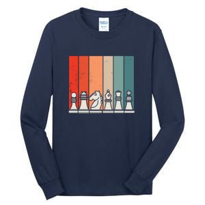 Retro Chess Pieces Tall Long Sleeve T-Shirt