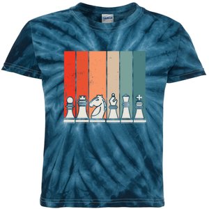 Retro Chess Pieces Kids Tie-Dye T-Shirt