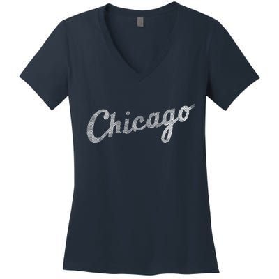 Retro Chicago Team Sports Logo Women's V-Neck T-Shirt