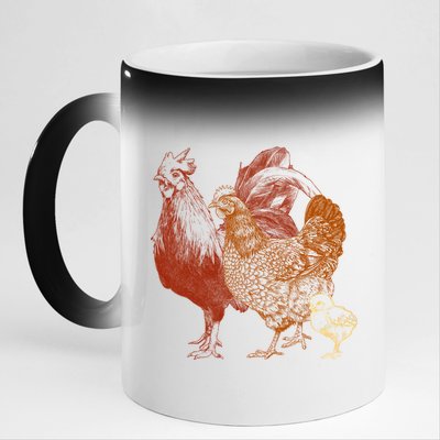 Retro Chickens 11oz Black Color Changing Mug