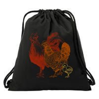 Retro Chickens Drawstring Bag