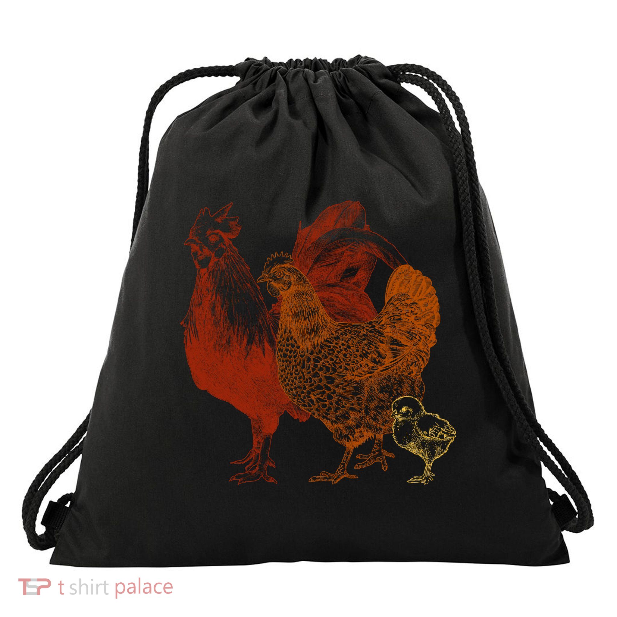 Retro Chickens Drawstring Bag