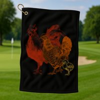 Retro Chickens Golf Towel