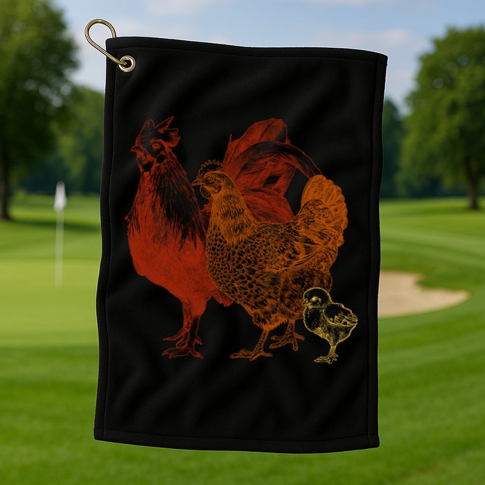 Retro Chickens Golf Towel