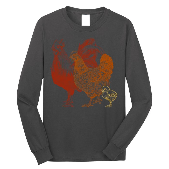 Retro Chickens Long Sleeve Shirt