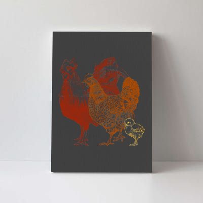 Retro Chickens Canvas