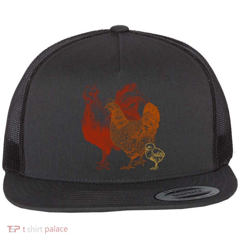 Retro Chickens Flatbill Hat