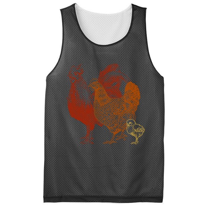 Retro Chickens Mesh Reversible Basketball Jersey Tank
