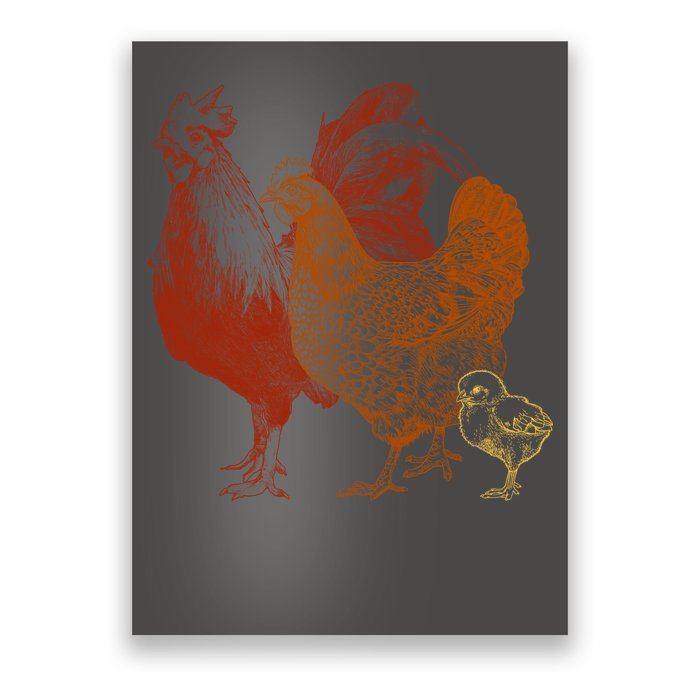 Retro Chickens Poster