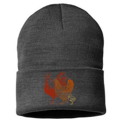 Retro Chickens Sustainable Knit Beanie