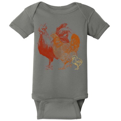 Retro Chickens Baby Bodysuit