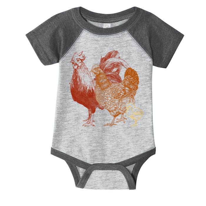 Retro Chickens Infant Baby Jersey Bodysuit