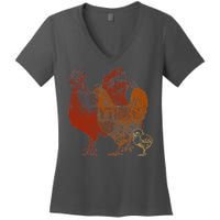 Retro Chickens Women's V-Neck T-Shirt