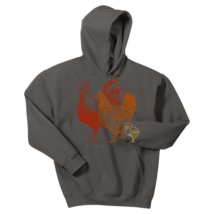 Retro Chickens Kids Hoodie