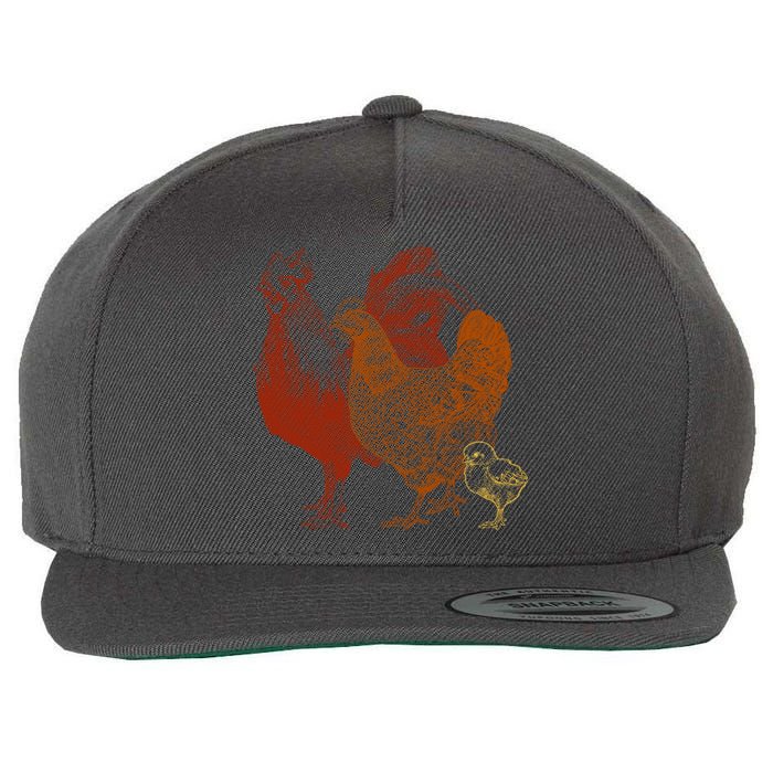 Retro Chickens Wool Snapback Cap