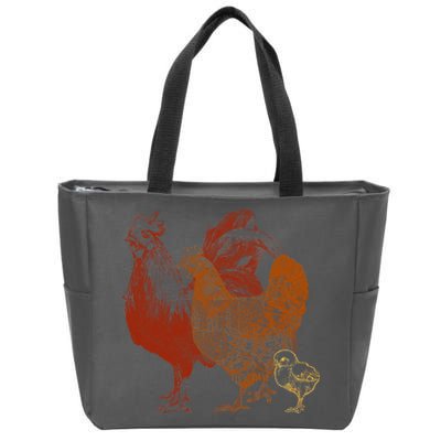 Retro Chickens Zip Tote Bag