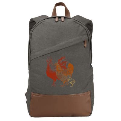 Retro Chickens Cotton Canvas Backpack