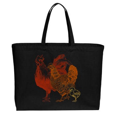 Retro Chickens Cotton Canvas Jumbo Tote