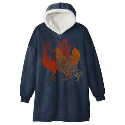 Retro Chickens Hooded Wearable Blanket