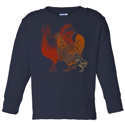 Retro Chickens Toddler Long Sleeve Shirt