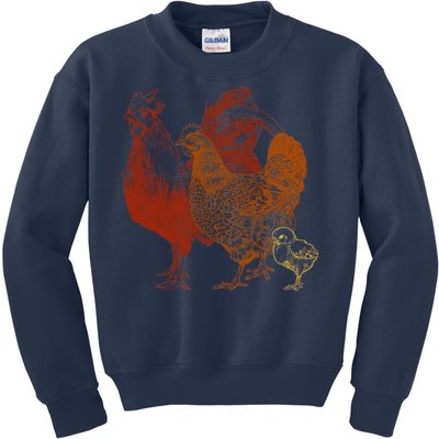 Retro Chickens Kids Sweatshirt