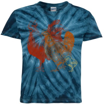 Retro Chickens Kids Tie-Dye T-Shirt