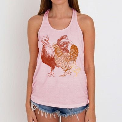 Retro Chickens Women's Knotted Racerback Tank