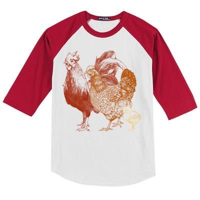 Retro Chickens Kids Colorblock Raglan Jersey