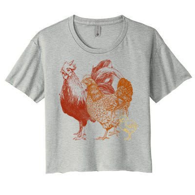 Retro Chickens Women's Crop Top Tee