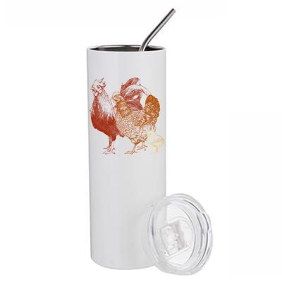 Retro Chickens Stainless Steel Tumbler