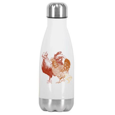 Retro Chickens Stainless Steel Insulated Water Bottle