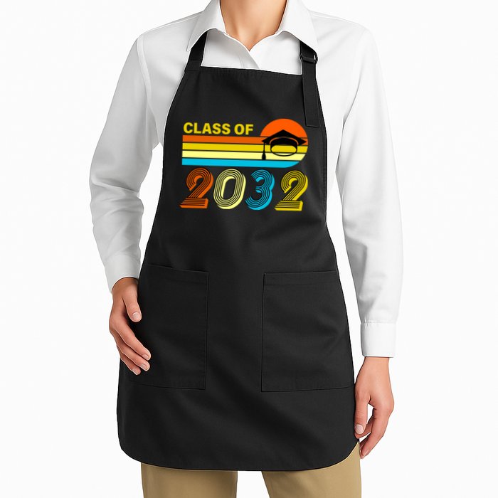 Retro Class of 2032 Future Graduate Full-Length Apron With Pockets