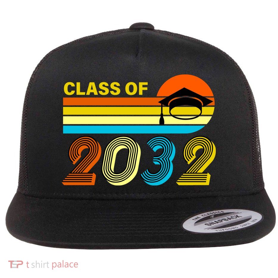 Retro Class of 2032 Future Graduate Flat Bill Trucker Hat