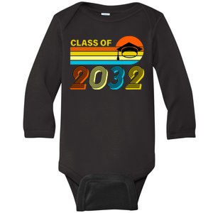 Retro Class of 2032 Future Graduate Baby Long Sleeve Bodysuit