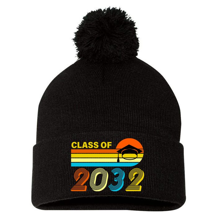 Retro Class of 2032 Future Graduate Pom Pom 12in Knit Beanie