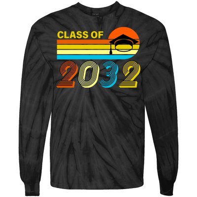 Retro Class of 2032 Future Graduate Tie-Dye Long Sleeve Shirt