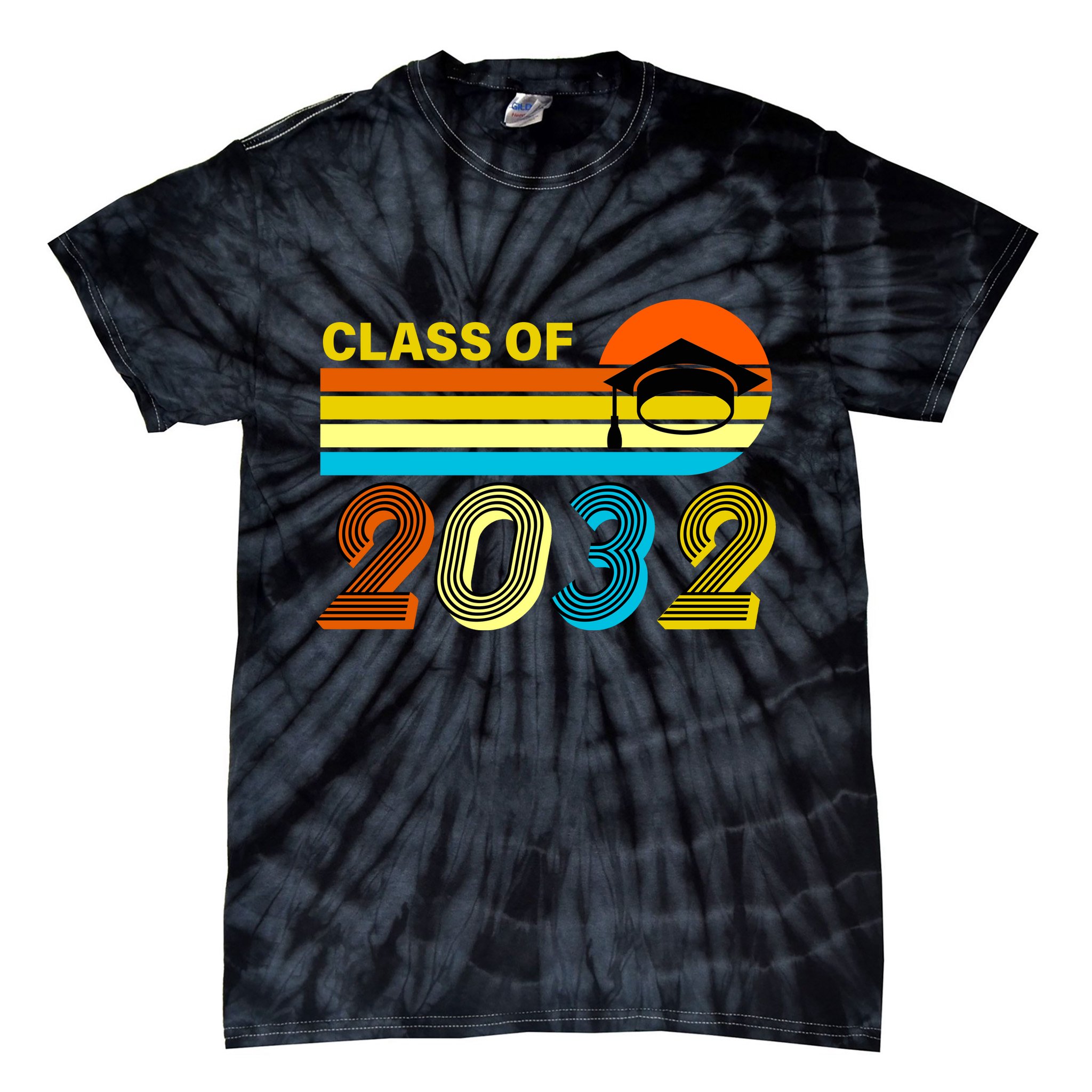 Retro Class of 2032 Future Graduate Tie-Dye T-Shirt
