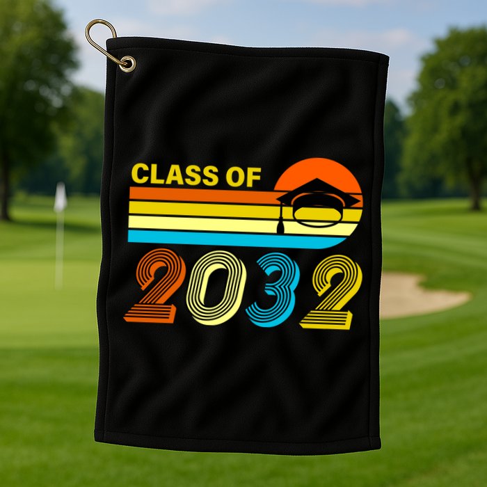 Retro Class of 2032 Future Graduate Golf Towel