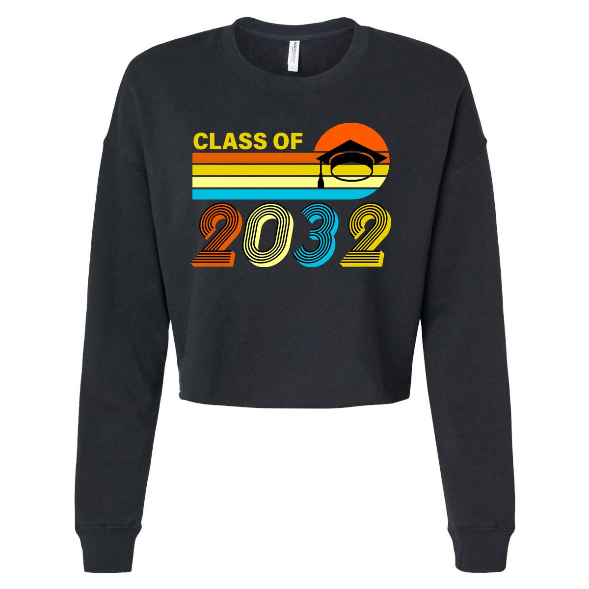 Retro Class of 2032 Future Graduate Cropped Pullover Crew