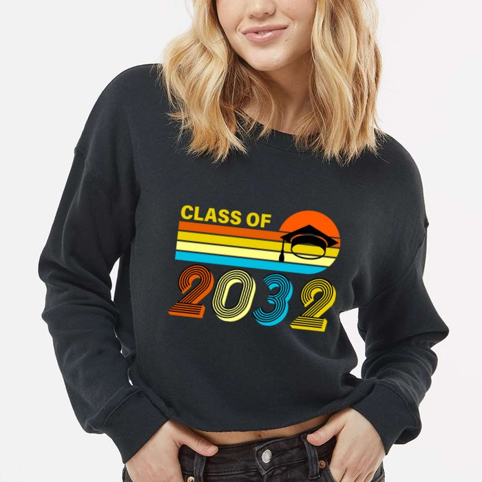 Retro Class of 2032 Future Graduate Cropped Pullover Crew